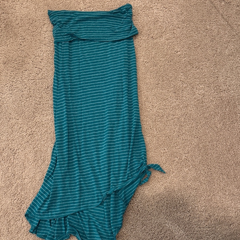 Striped Teal Maxi Skirt